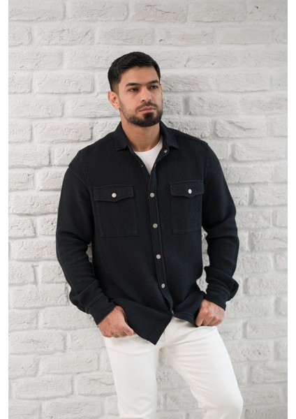 Çıtcıtlı Kapak Cepli Örgülü Rahat Kesim Gömlek fiyatları