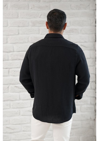 Çıtcıtlı Kapak Cepli Örgülü Rahat Kesim Gömlek indirimleri