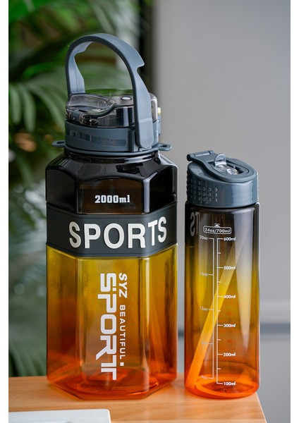 2'li Motivasyon Matarası - 2 Lt + 700 ml