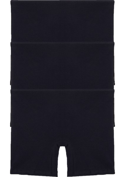 Kadın Paçalı Külot Pamuklu Şort Boxer 3 Lü Paket Siyah