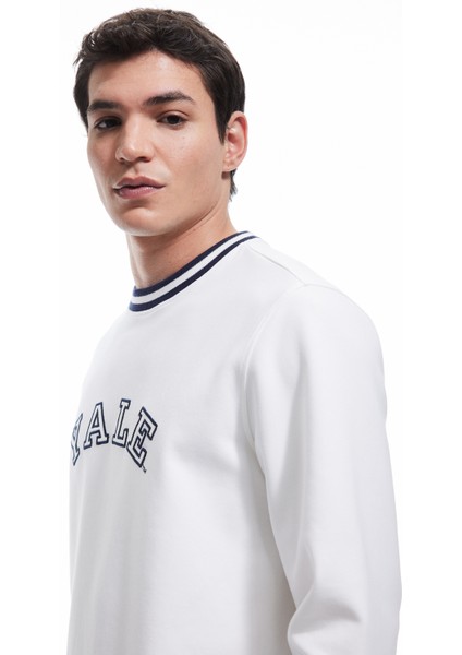 Uzun Kollu Çizgi Detaylı Bisiklet Yaka Lisanslı Yale Baskılı Sweatshirt fiyatları