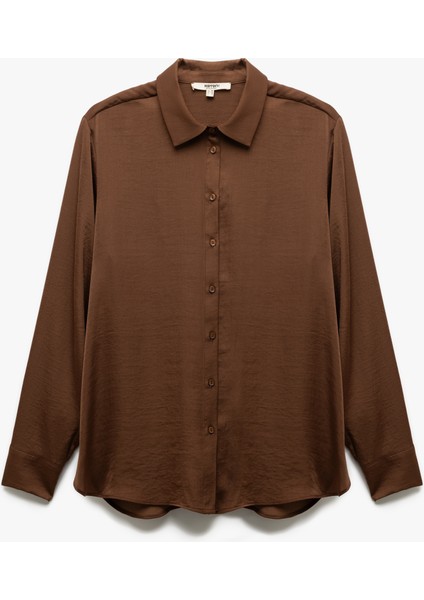 Aerobin Kumaş Uzun Kollu Klasik Yaka Saten Gömlek