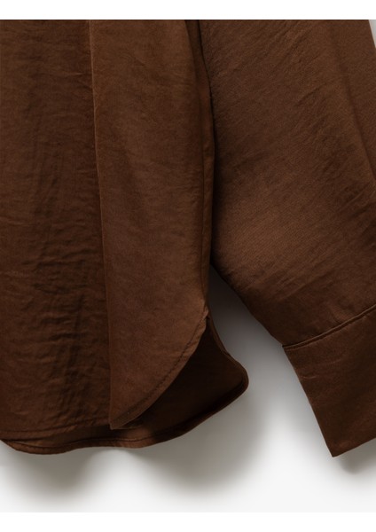 Aerobin Kumaş Uzun Kollu Klasik Yaka Saten Gömlek fırsatları