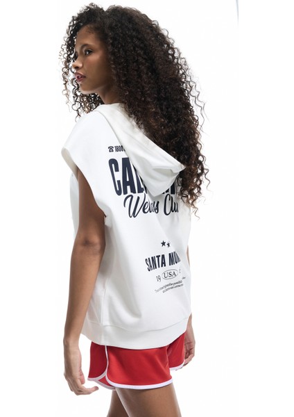 Pamuklu Kolsuz Kapüşonlu Arkası Baskılı Kanguru Cepli Fermuarlı Bluz fiyatları