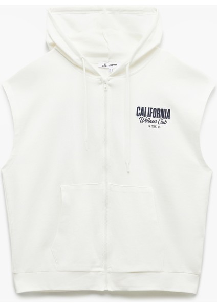 Pamuklu Kolsuz Kapüşonlu Arkası Baskılı Kanguru Cepli Fermuarlı Bluz modelleri