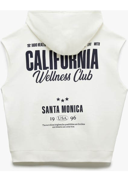 Pamuklu Kolsuz Kapüşonlu Arkası Baskılı Kanguru Cepli Fermuarlı Bluz fırsatları