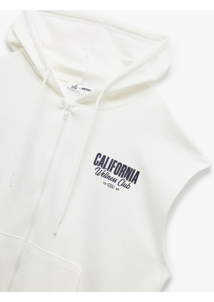 Pamuklu Kolsuz Kapüşonlu Arkası Baskılı Kanguru Cepli Fermuarlı Bluz indirimleri