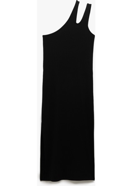 Viskon Kumaş Karışımlı Pencere Detaylı Midi Tek Omuz Elbise fiyatları