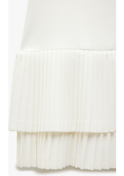 Kolsuz Astarlı Kare Yaka Pileli Katlı Askılı Mini Elbise fırsatları