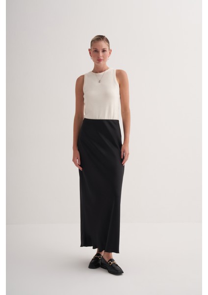 Siyah Premium Beli Lastikli Maxi Saten Etek modelleri