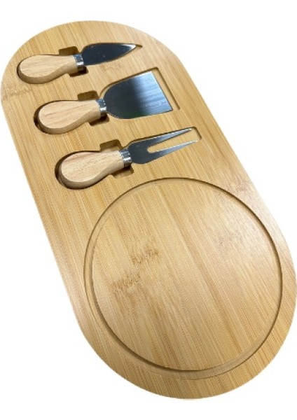 Şık Ahşap Peynir Sunum Tahtası ve Bıçağı fiyatları