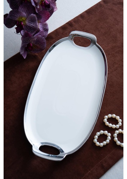 Arven Oval Silver Sunum Tepsisi - 41 cm