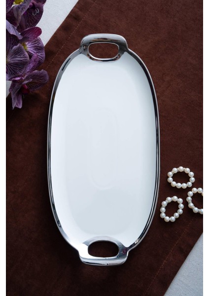 Arven Oval Silver Sunum Tepsisi - 41 cm fiyatları