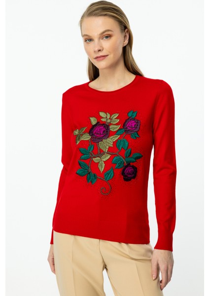 47409 Onteks Gül Işlemeli Sosis Yaka U. Kol Kazak fiyatları