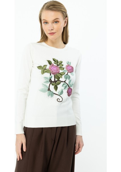 47409 Onteks Gül Işlemeli Sosis Yaka U. Kol Kazak fiyatları