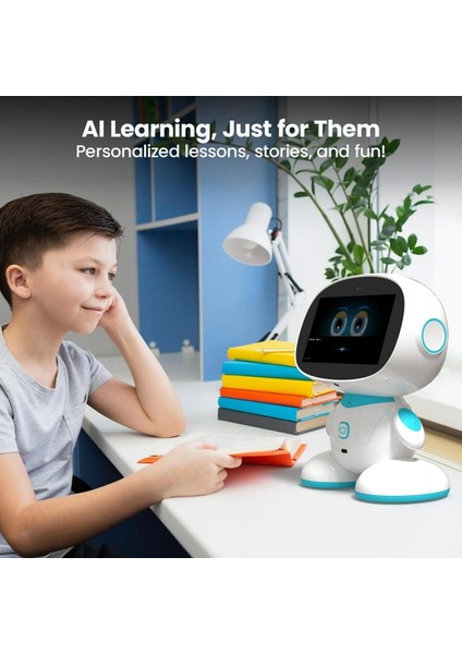 2 Çocuklar Için Yapay Zeka Destekli Akıllı Robot - Stem Öğrenme ve Eğitim Robotu - Mavi
