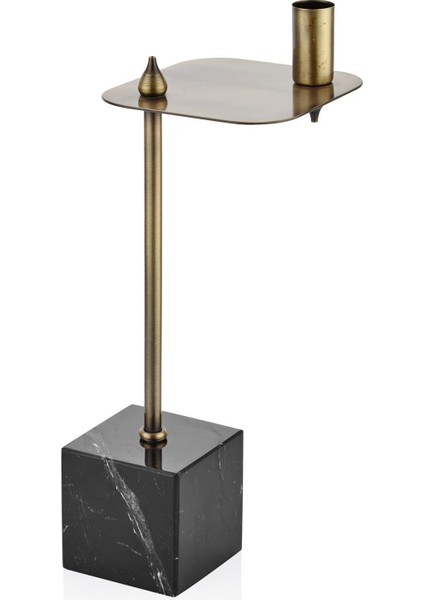 Evza Mermer Kare Asimetrik Mumluk Siyah Bronz 12,5*12,5*31 cm modelleri