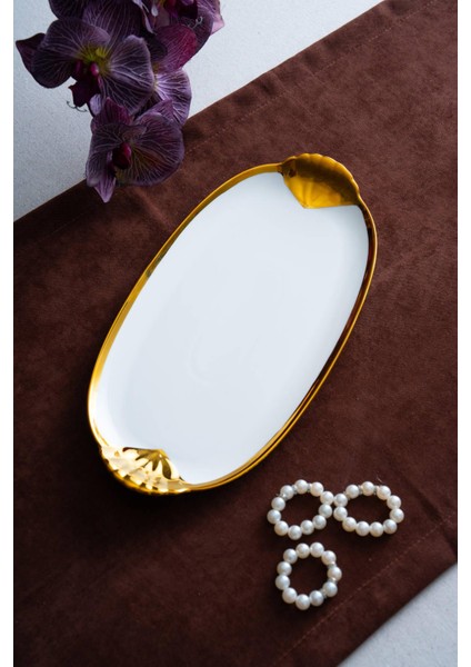 Arven Oval Gold Sunum Tepsisi - 33 cm