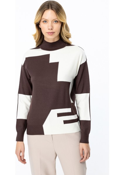 45306 Onteks Iki Renk Geometrik Kazak