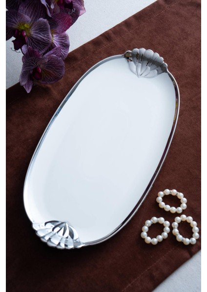 Arven Oval Silver Sunum Tepsisi - 41 cm