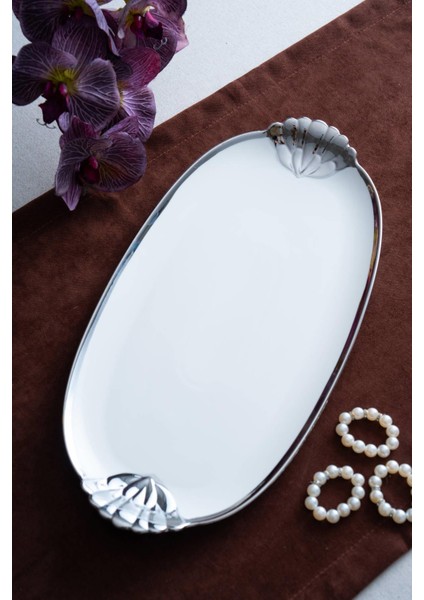 Arven Oval Silver Sunum Tepsisi - 41 cm fiyatları