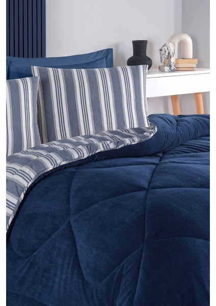 Comfort Set Yeni Nesil Wellsoft Yorganlı 3 Parça Çift Kişilik Soft Line Lacivert