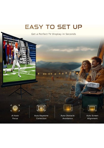 Eazze D1 Akıllı Projektör Wifi ve Bluetooth - Yerel 1080P Film - Beyaz fiyatları