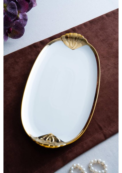 Arven Oval Gold Sunum Tepsisi - 45 cm fırsatları
