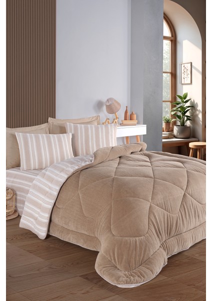 Comfort Set Yeni Nesil Wellsoft Yorganlı 3 Parça Çift Kişilik Soft Line Bej fiyatları