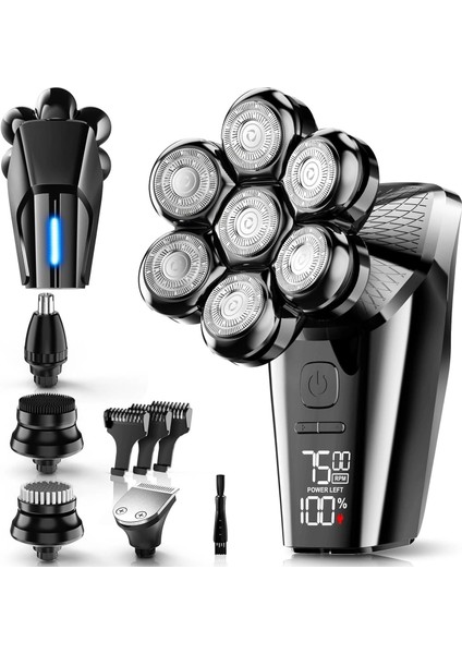 7d Çıkarılabilir Baş Tıraş Makinesi Kuru/ıslak - Erkekler Için - Siyah