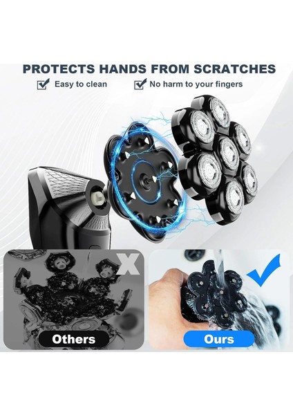 7d Çıkarılabilir Baş Tıraş Makinesi Kuru/ıslak - Erkekler Için - Siyah fiyatları