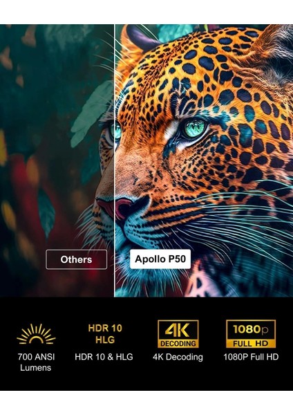 1080P Projektör - 4K Destekli Wifi 6 ve Bluetooth 5.3 - 700 Ansı Lümen