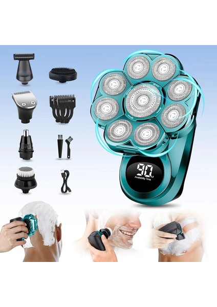 9d Elektrikli Baş Tıraş Makinesi Geliştirilmiş - Yeşil