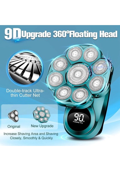 9d Elektrikli Baş Tıraş Makinesi Geliştirilmiş - Yeşil modelleri