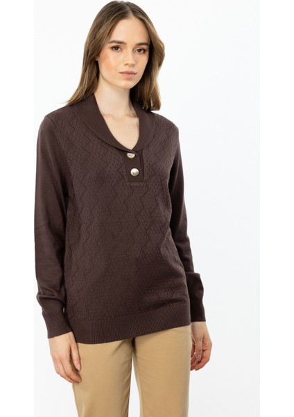 45343 Onteks Yakası Düğmeli Kapuşonlu Kazak fiyatları