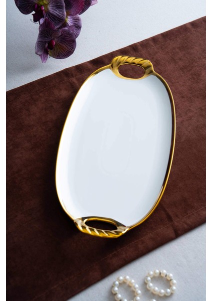 Arven Oval Gold Sunum Tepsisi - 41 cm fiyatları