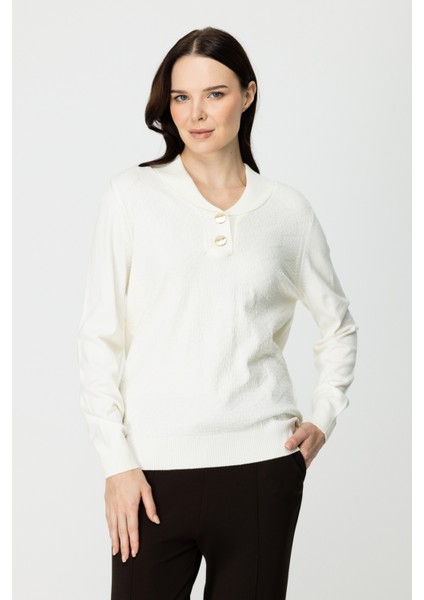 45343 Onteks Yakası Düğmeli Kapuşonlu Kazak fiyatları