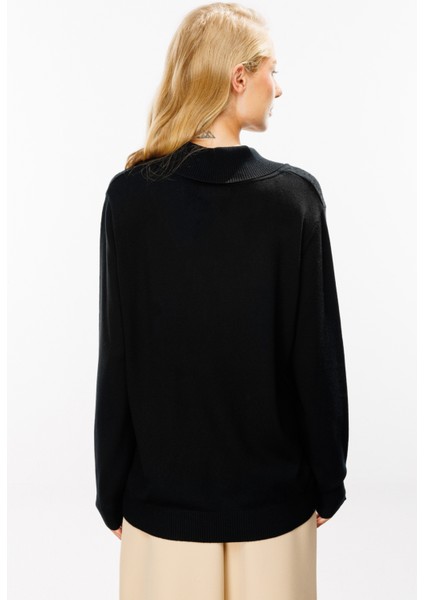 45343 Onteks Yakası Düğmeli Kapuşonlu Kazak modelleri