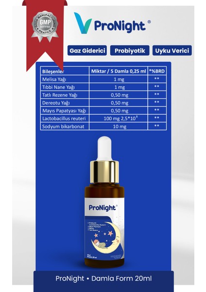 Pronight Bebek Bitkisel Bebek Çocuklar Için Probiyotik Içeren Gaz ve Uyku Damlası 2'li Paket