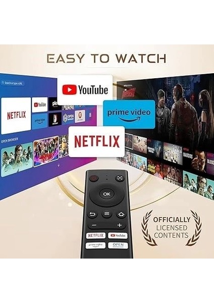 Akıllı Projektör Wifi ve Bluetooth, Netflix-Resmi-Lisanslı Dolby Ses 1080P