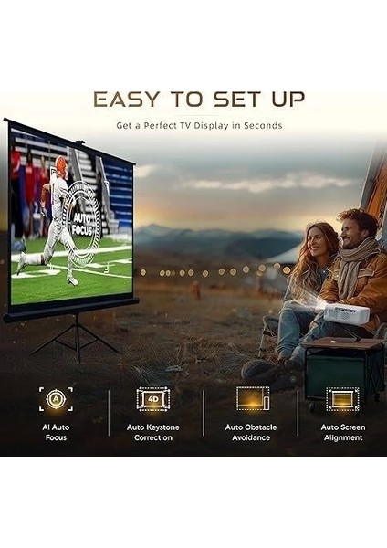 Akıllı Projektör Wifi ve Bluetooth, Netflix-Resmi-Lisanslı Dolby Ses 1080P