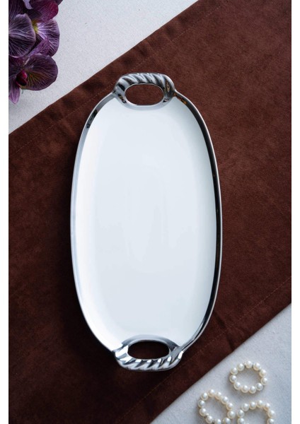 Arven Oval Silver Sunum Tepsisi - 41 cm fiyatları