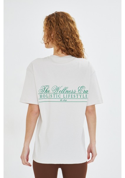 The Wellness Era Baskılı %100 Pamuk Oversize Kadın Tişört indirimleri