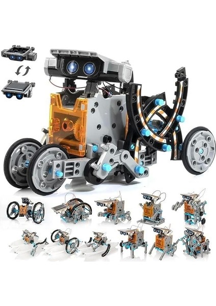 Çocuklar Için 14'ü 1 Arada Güneş Enerjili Robot Eğitim Seti