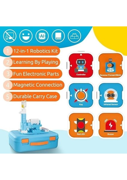 Çocuklar Için A3 Kodlama Robotu, Çoklu Sensör Kodlama Bloğu +3 Yaş