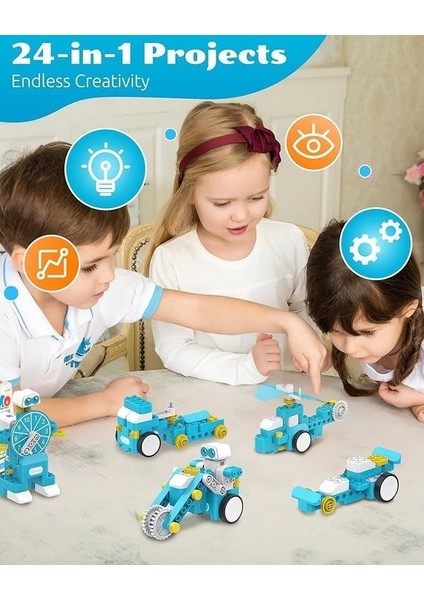 B3 Pro Kodlama Robotu 4+ Yaş Çocuklar Için 24'ü 1 Arada Robotik Kit