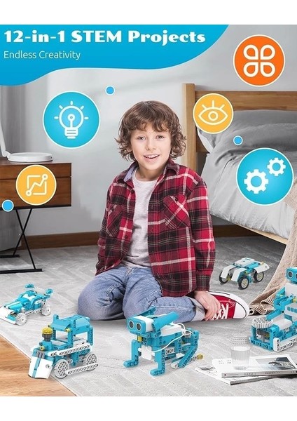 D3 Pro Kodlama Robotu 6+ Yaş Çocuklar Için 12'si 1 Arada Robotik Kit