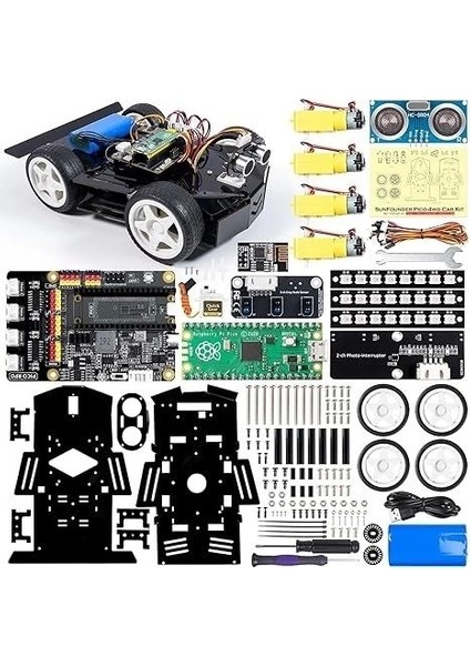 Robot Araba Kiti Raspberry Pi Pico, Açık Kaynak, Micropython