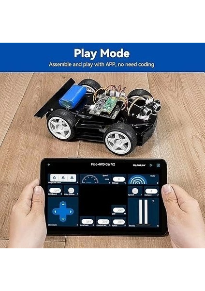 Robot Araba Kiti Raspberry Pi Pico, Açık Kaynak, Micropython