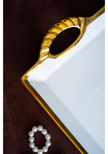 Arven Dikdörtgen Gold Sunum Tepsi - 41 cm fırsatları